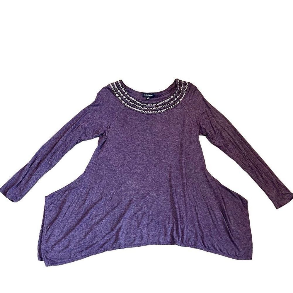 Max Edition Purple Shark Bite Long Sleeve Embellished Neck Small